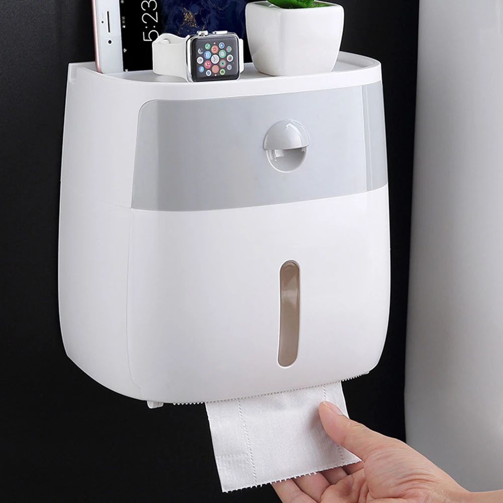 

Wall Mount Toilet Paper Holder Shelf Toilet Paper Tray Waterproof Tissue Box Bathroom Paper Storage Box Toilet Roll Holder