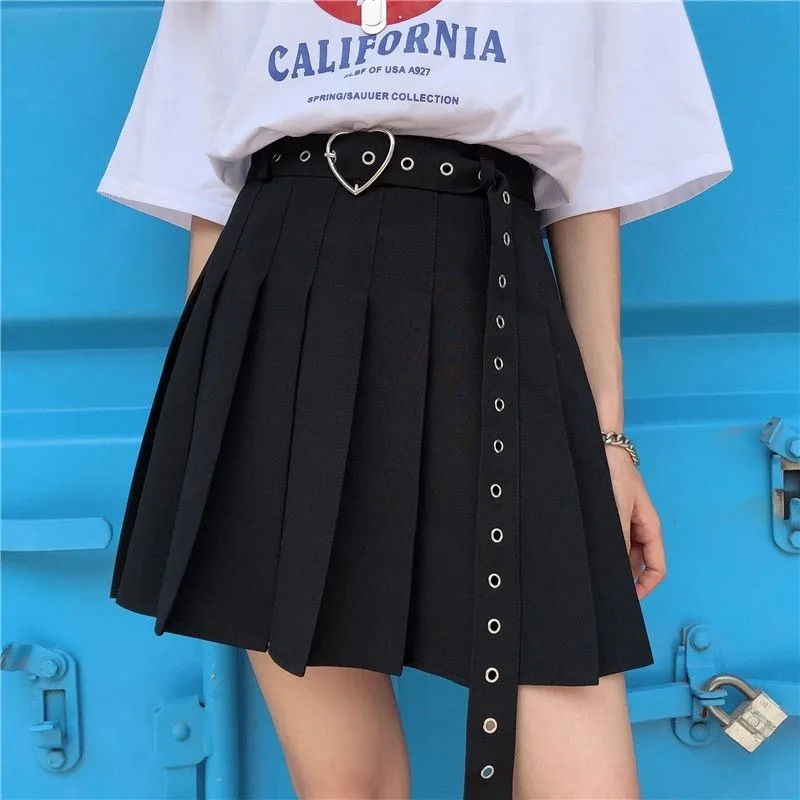 С высокой талией а-силуэт плиссированные мини-юбки faldas harajuku размера плюс для