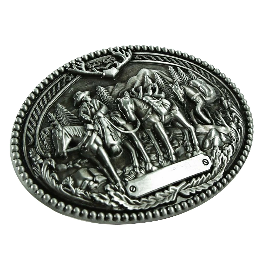 Vintage Flower Horse Man Tattoo Mens Belt Buckle Western Cowboy 