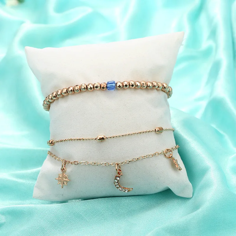 Bohemian Beaded Ankle Bracelets Set Multilayer Star Moon Pendant Charm Chain Bracelets Women Anklet Foot Jewelry Gift 2Pcs Bohemian Beaded Ankle Bracelets Set Multilayer Star Moon Pendant Charm Chain Bracelets Women Anklet Foot Jewelry Gift 2Pcs