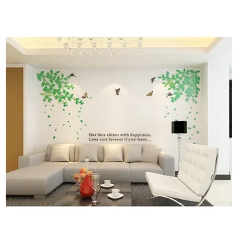 

Sofa Tv Background Wall Stickers Green Tree 3d Stickers Living Room Wall Decor Decals Acrylic Mural Home Decoration Large Size B