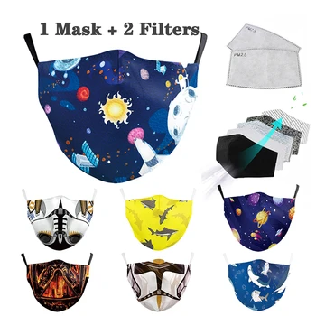 

Mask Kids Printed with Filter Anti Masks Reusable Pm2.5 Filter Mask Pollution Face Mask Cartoon Protective Facemask Dust Masks