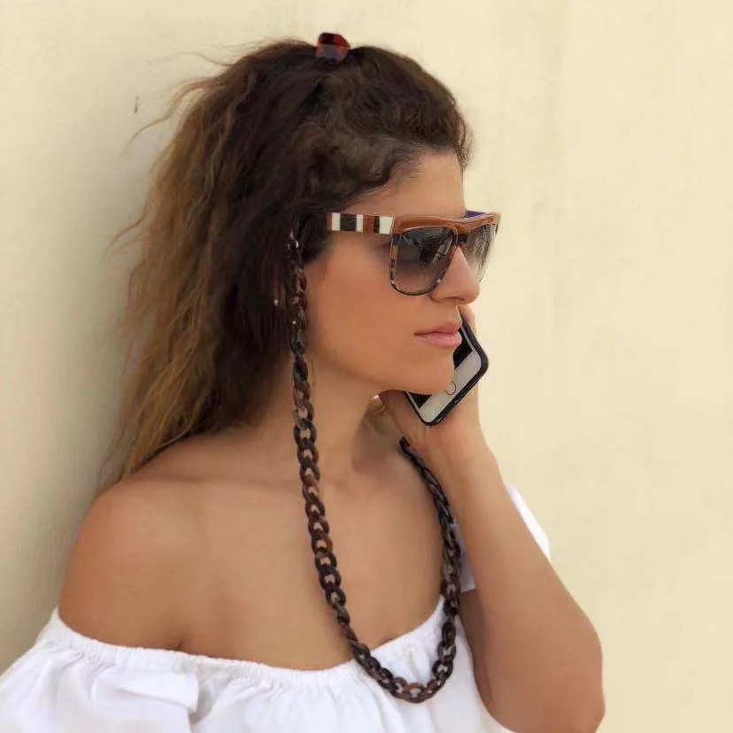 Hip hop Luxury Acrylic Eyeglass Chain Anti-slip Eyewear Cord Holder Neck Strap Reading Glasses Rope Rock accessories lanyard