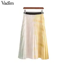 Женское элегантное платье vadim с принтом плиссированная юбка с эластичной талией Миди юбки женские стильные повседневные Модные средней длины Удлиненная юбка mujer BA755