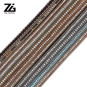 

ZG 0.39 Meter/Pcs Suede Velvet Leather Paste Chain Margin With Crystal Cord For Jewelry Making Craft