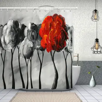 

Bathroom Decor Creative Flower Oil Painting Art Design Curtains