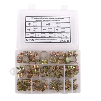 

100Pcs 6-22mm Spring Clip Fuel Line Hose Water Pipe Air Tube Clamps Fastener Tool