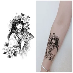 Waterproof Ukiyo Painting Geisha Fashion Personality Simulation Tattoo Half Arm Tattoo Sticker  Fake Tattoo for Woman