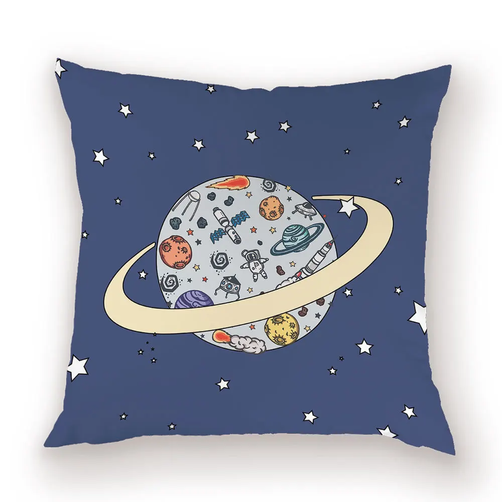 Чехол для подушки с космическими науками, мультяшная Вселенная, Наволочка на подушку, декор корабля, домашние наволочки для дивана, чехлы для автомобилей