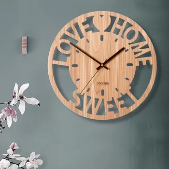 

Modern Minimalist LOVE Living Room Decorative Clock Creative Wall Clock Bedroom Fashion Nordic Wood Silent Clock Home Decor