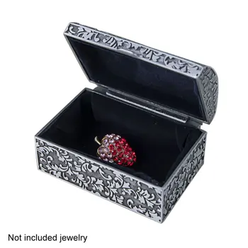 

Rectangular Trinket Case Storage Organizer Treasure Holder Small Jewelry Box Portable Fashion Vintage Metal Bracelet Gifts Ring