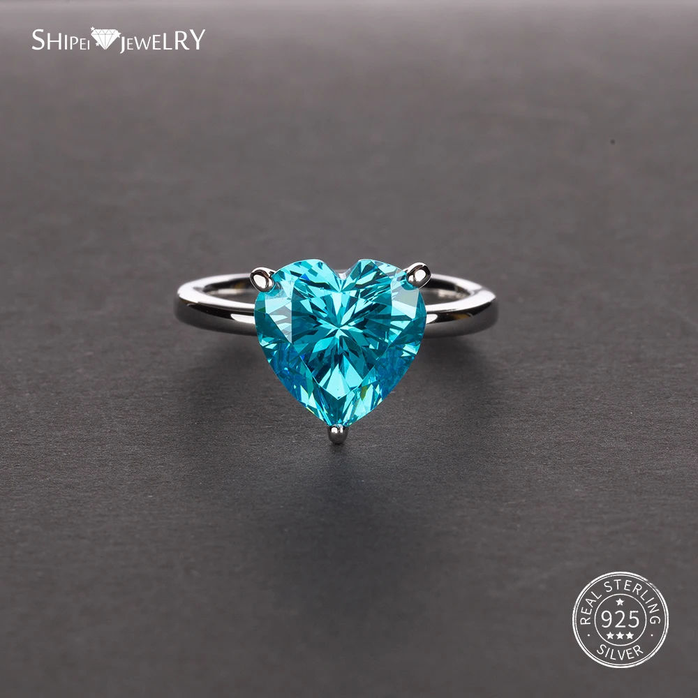 Shipei настоящий сапфир, рубин сердце кольца для женщин цитрин драгоценный камень аметист сердце кольцо 925 серебро кольцо для помолвки с сердцем