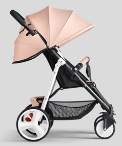 Детская коляска с высоким пейзажем, детская складная коляска с откидывающимся амортизатором, четыре колеса, ручная коляска, 6 кг, легкая - Цвет: Khaki 1