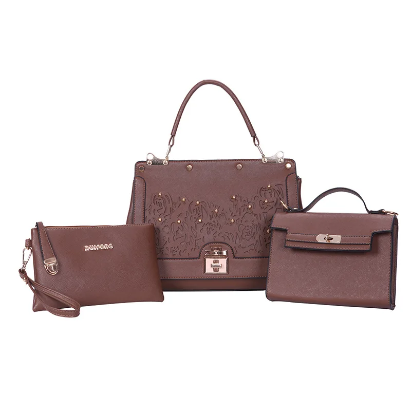 

2019 New Style WOMEN'S Bag Korean-style Shoulder Portable Shoulder Bag Ornamental Engraving Fashion Three-piece Set Different Si