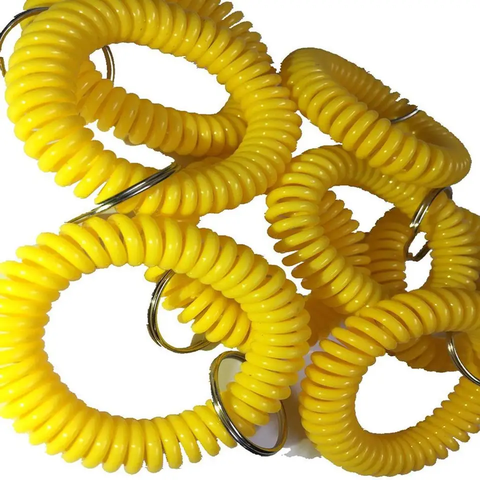 6 Llaveros En Espiral De Plástico - 22mm Diámetro Interior, Estirables Para Muñeca | Para Llaves, Tarjetas, Herramientas, Deporte
