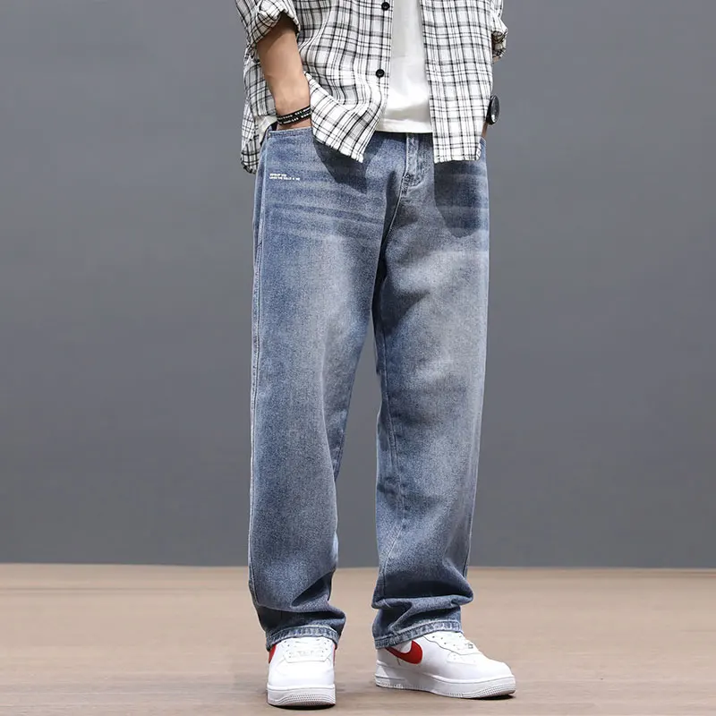 Fashion Streetwear Men Jeans Loose Fit Retro Blue Vintage Jeans Straight Denim Pants Homme Korean Hip Hop Wide Leg Long Trousers Fashion Streetwear Men Jeans Loose Fit Retro Blue Vintage Jeans Straight Denim Pants Homme Korean Hip Hop Wide Leg Long Trousers