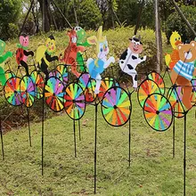 Прекрасный ручной работы ветер Spinner мультфильм животных езда на велосипеде Сад Двор вечерние Кемпинг мельница детские развивающие игрушки подарок на день рождения