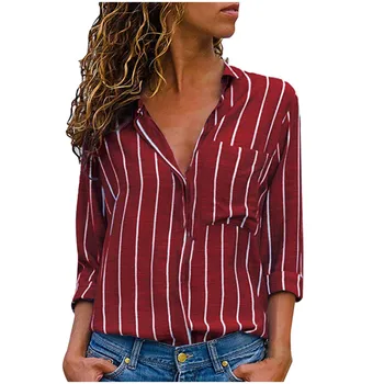 Elegant Striped Loose Shirt Autumn Women Tops and Blouses Retro Spring Long Sleeve Tunic Tops Women's Clothing Button Up Shirts 2