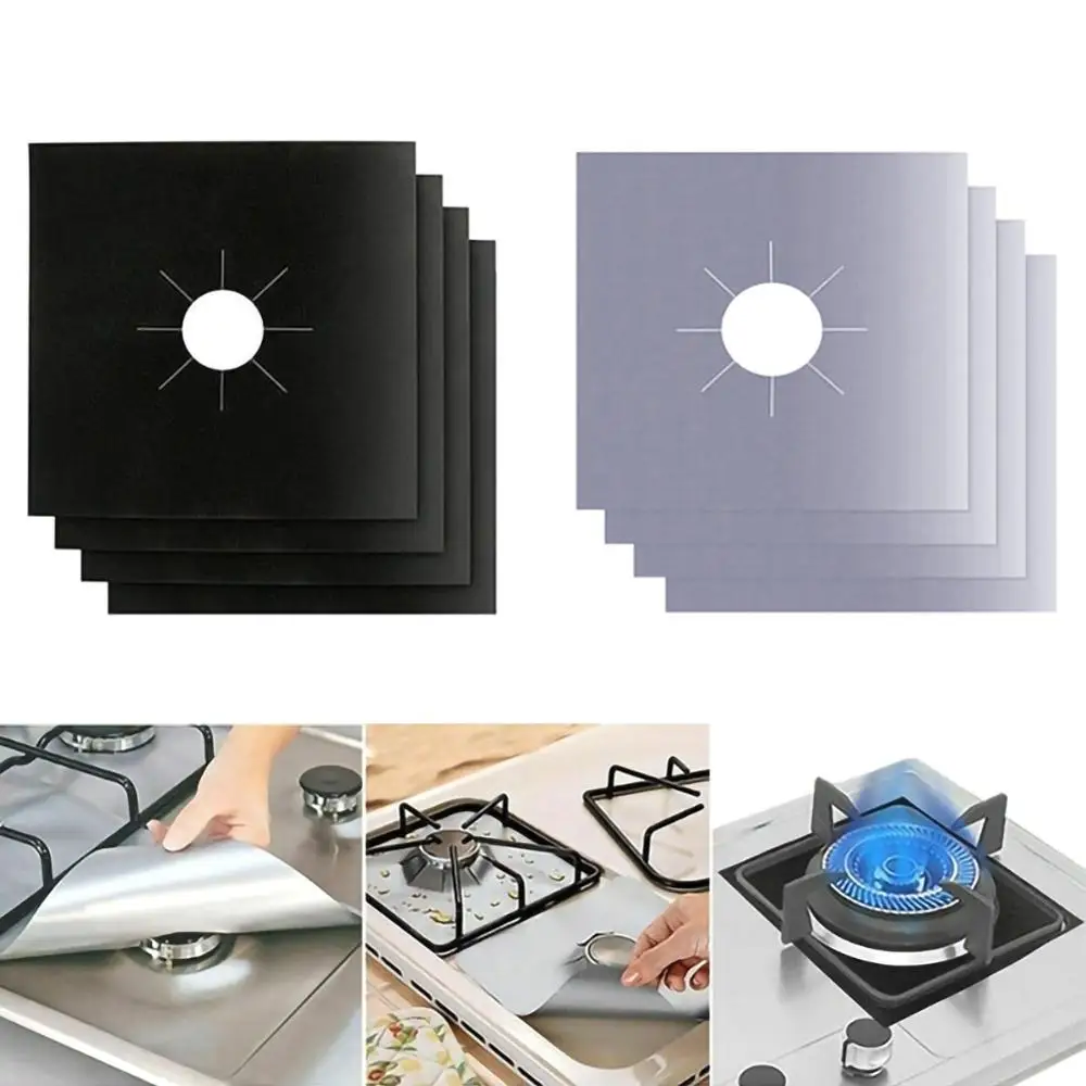 Protectores Para Estufa De Gas - Pack De 4 Unidades | Fibra De Vidrio Con Revestimiento Antiadherente | Evita Derrames Y Manchas