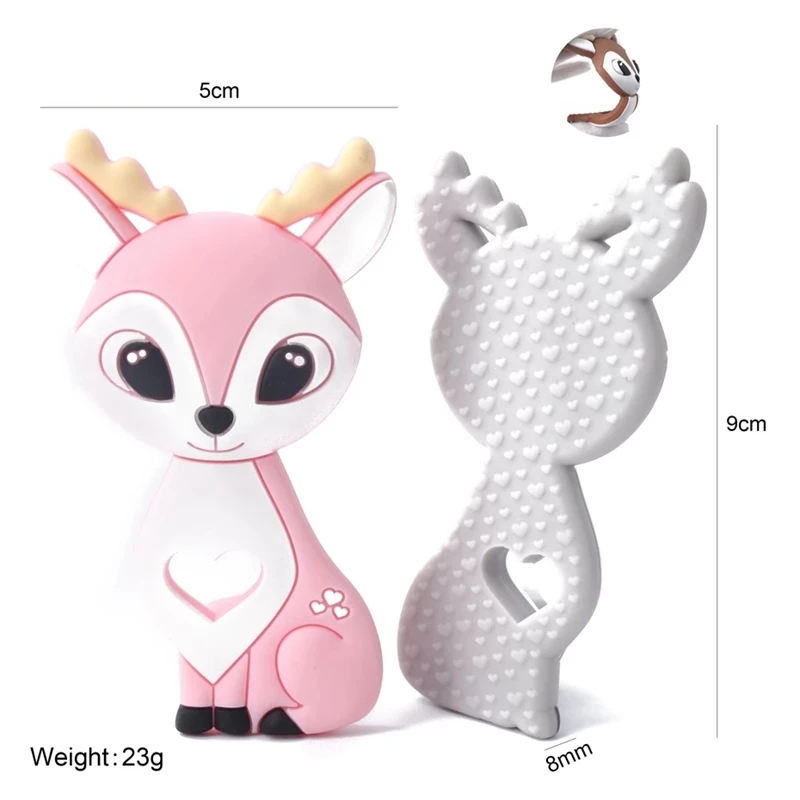 Baby Silicone Teether Christmas Tree Sika Deer Baby Fidget Toys Snowflake Pacifier Chain Food Grade Silicone Teething Toys