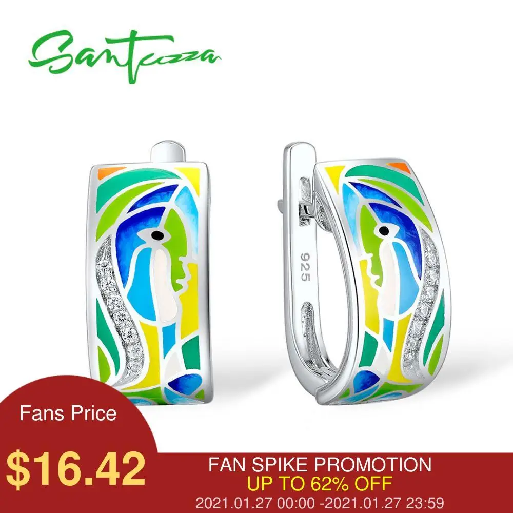 Женские серебряные серьги SANTUZZA из стерлингового серебра 925 пробы с белыми