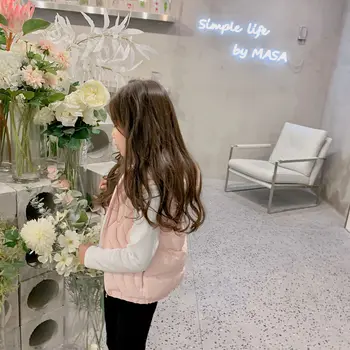 

Autumn and Winter New Girls' Pink White Black Wave Down Vest Vest Vest Coat