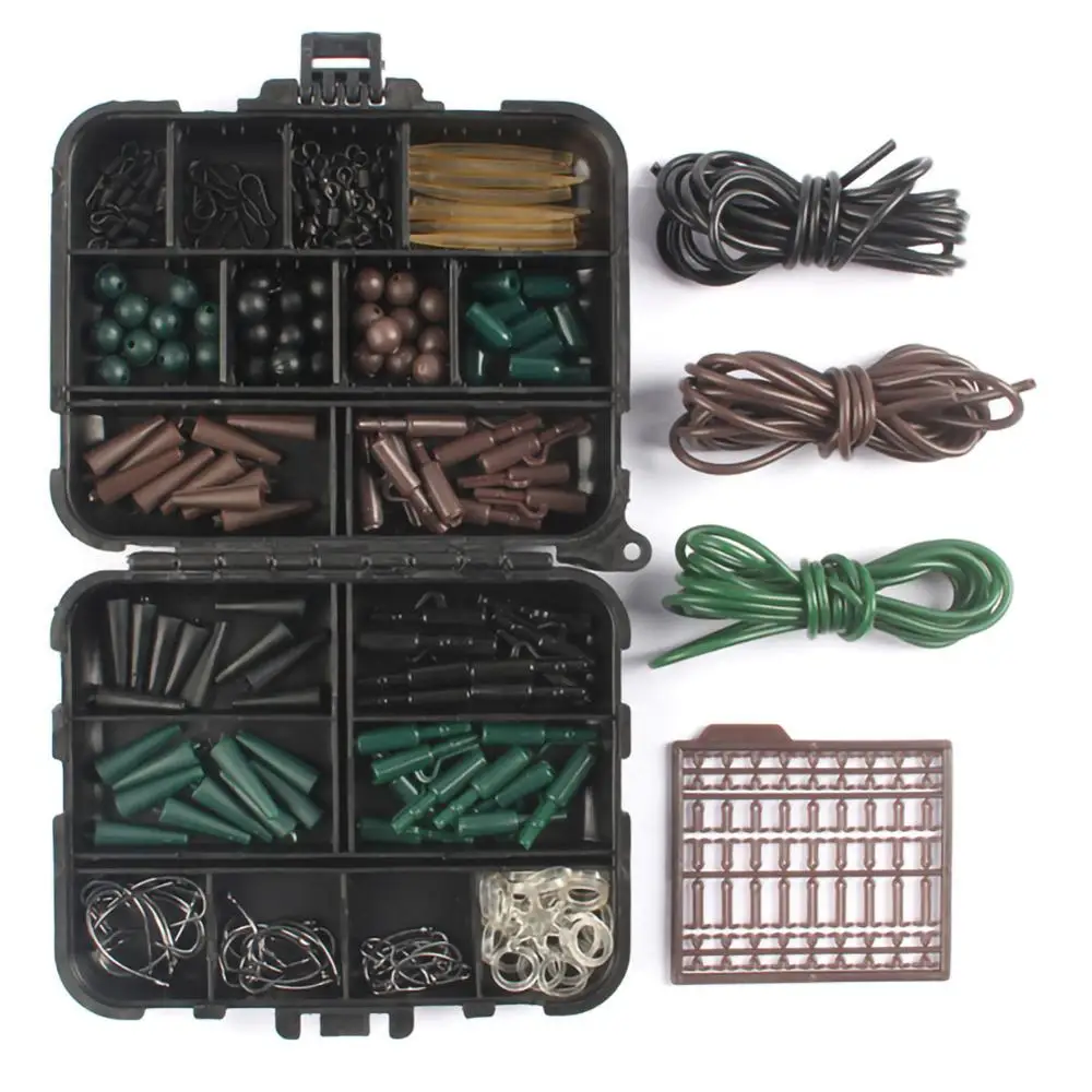 

Fishing Carp Set Accessories Kit Line Scissors Stopper Hook Swivel Rubber Sleeve Sinker Lock Tackle