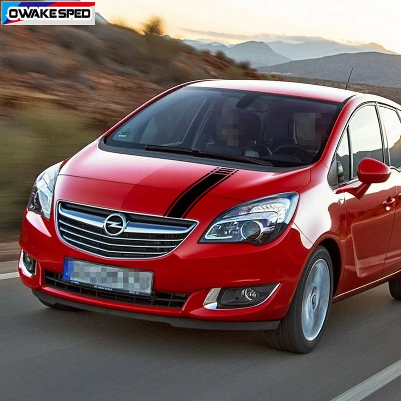Sport Stripes Car Hood Bonnet Sticker For Opel MERIVA OPC Auto Engine Cover Decor Vinyl Decal Exterior Accessories (5)