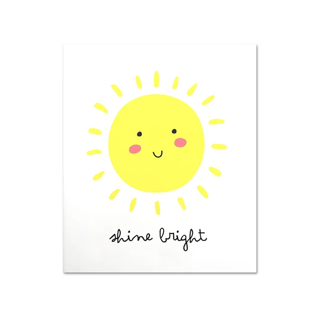 Shine Bright Smile Sun Baby Nursery Canvas Poster Sunshine Print Inspirational Quote Painting Nordicdecor Picture For Kids Room Painting Calligraphy Aliexpress