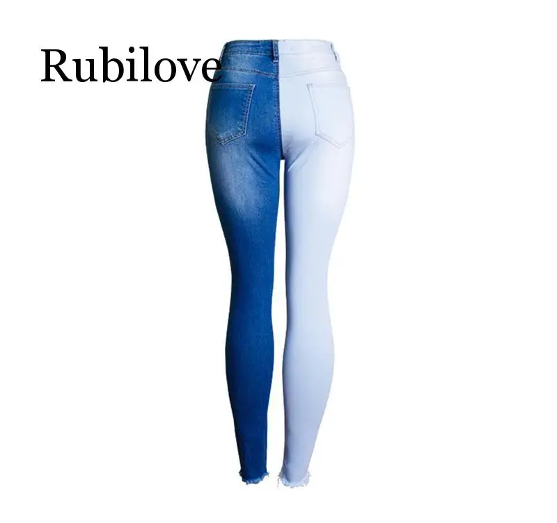 Rubilove, модные повседневные сексуальные синие джинсы, женские хлопковые джинсовые брюки со средней талией, Узкие рваные узкие брюки с дырками, ковбойские джинсы