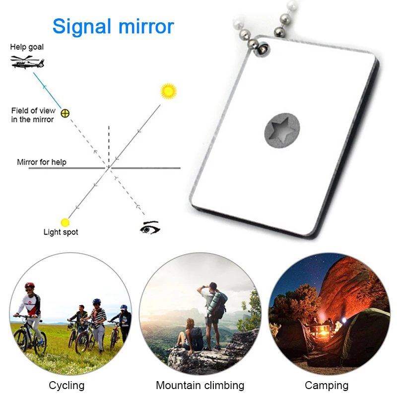 

Outdoor Camping Signal Mirror Survival Light weight Portable Reflector Expedition Mirror Rescue Signaling Camping kits