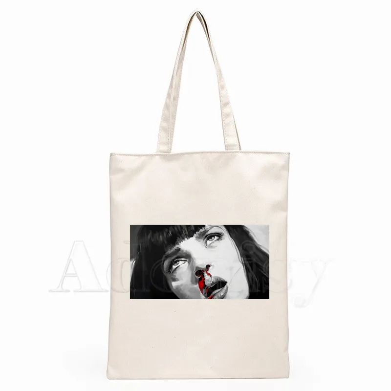 

Pulp Fiction New Female Handbags Hot Selling Fashion Handbag Canvas Bag Tote Ladies Casual Shoulder Bag Reusable Shopping Bags