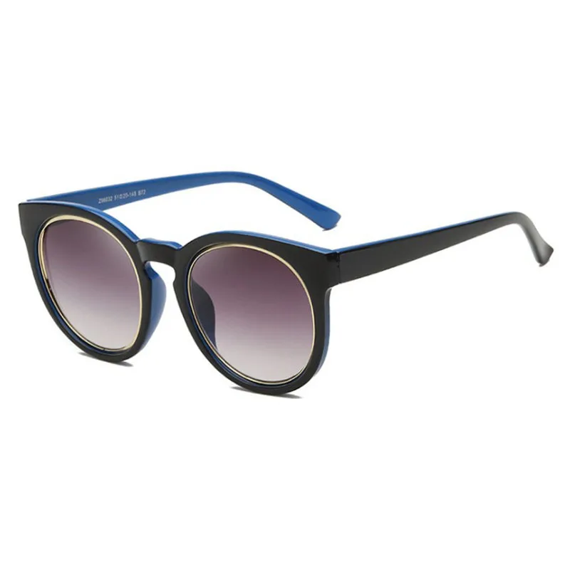 black blue Новые круглые мужские солнцезащитные очки, отражающие цветные UV400 женские очки, винтажные очки унисекс - Цвет линз: black blue