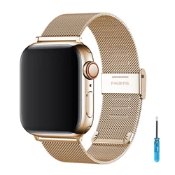 Sleek Milanese Metal Bracelet for 42 44 45 49mm (Rose gold)