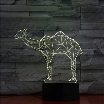 

3D Led Bedside Night Light Shape Geometric Camel Usb Table Lamp 7 Color Change Home Decor Bedroom Sleep Lighting Fixture Gifts