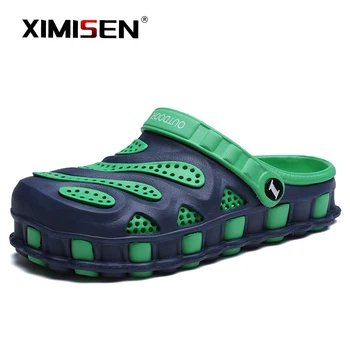 

XIMISEN Men Summer Sandals Causal EVA Garden Crocks Clogs Soft Memory Foam Shoes Slip On Beach Slippers Big Size 40-46