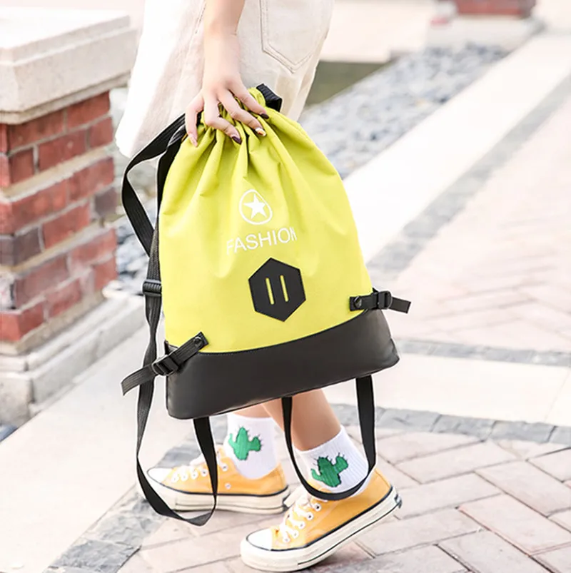 

Drawstring Backpack Men And Women 2019 New Style INS Schoolbag Light Sports Cloth Bag Simplicity Backpack Men And Women