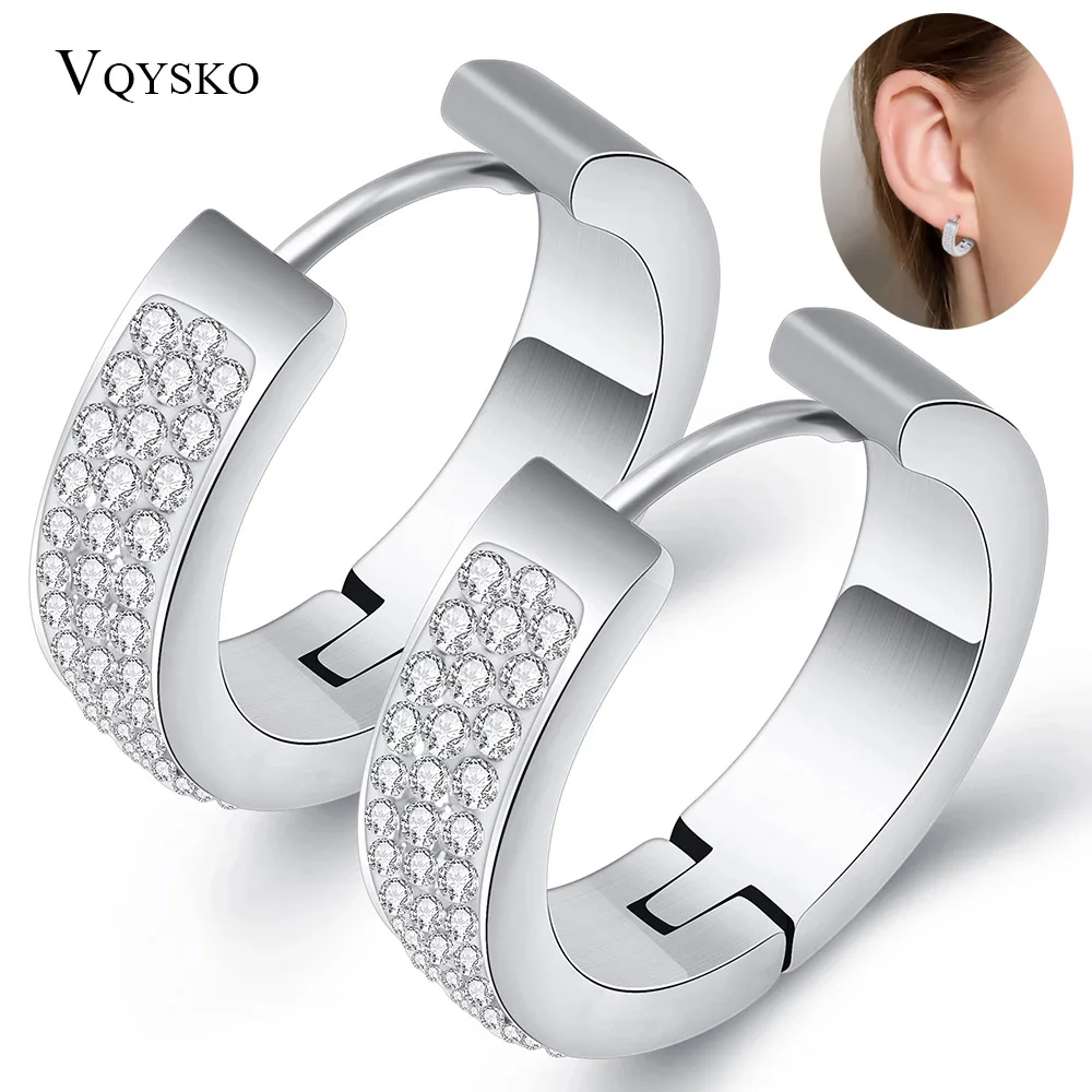 

Hot Sell Width 5 mm Fashion Good Clear Crystal Stainless Steel Earrings For Women Valentine Gift Jewelry Hoop Earring Wholesale