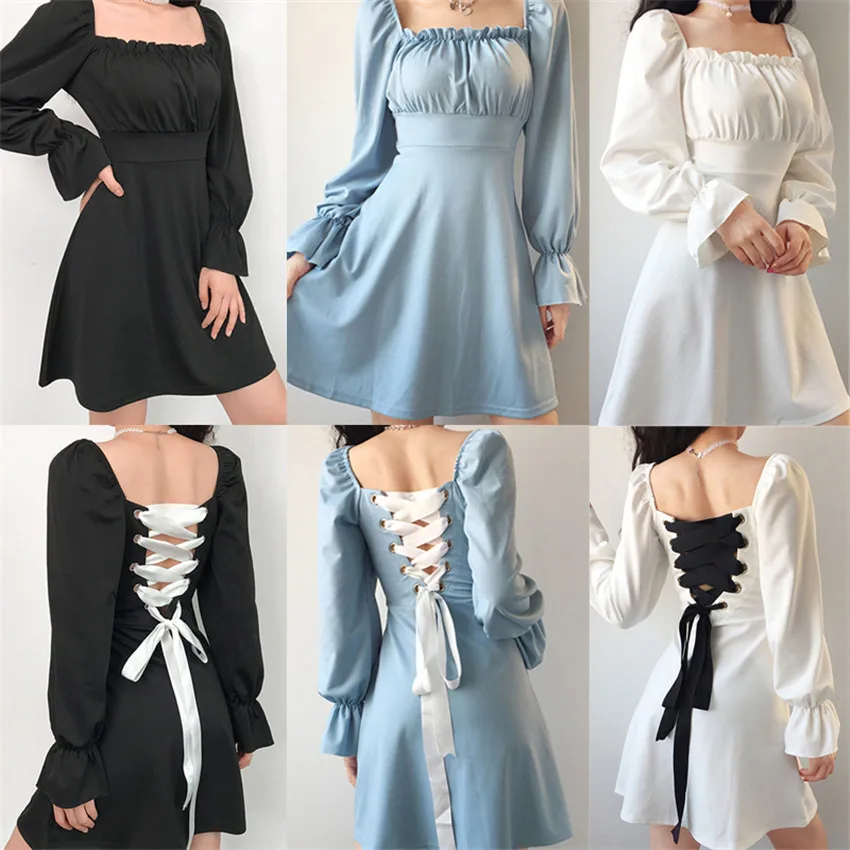 Женское винтажное платье с длинным рукавом Бандажное большого размера открытой