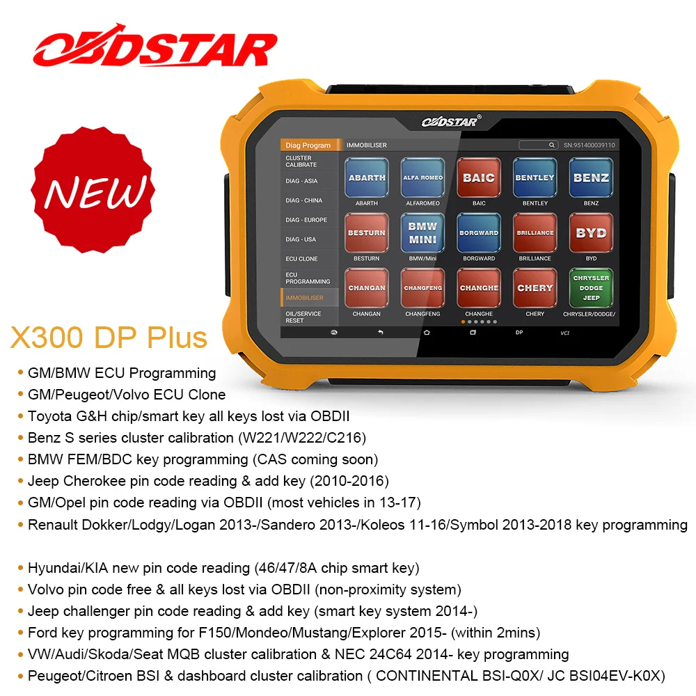 OBDSTAR X300 DP Plus авто ключ программист полная система планшет одометр коррекция иммобилайзер Профессиональный OBD2 Автомобильный сканер