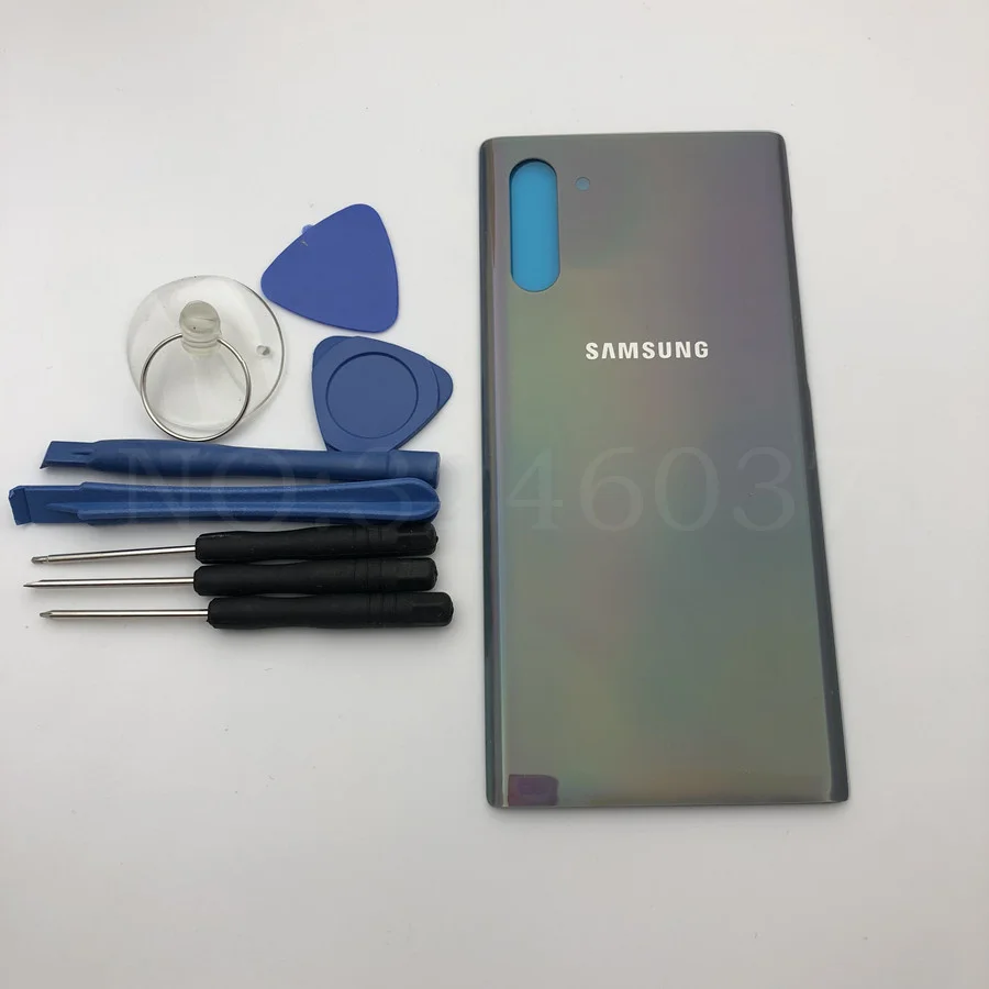 Note10 задняя панель Батарея стекло задняя дверь Крышка для samsung Galaxy Note 10 N970 клей наклейки+ Инструменты - Цвет: note 10 auraglow