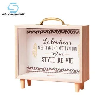 

Strongwell Korea Style Large Solid Wood Piggy Bank Shatter-Resistant Home Decoration Accessories Paper Money Coin Gift Cute