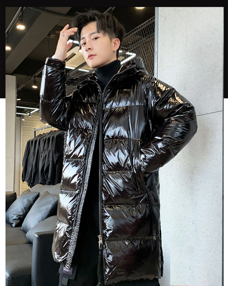 H.S.BONNIE Men's Winter Long Hooded Duck Outdoors Outerwear Winter Male Casual fashion down jacket Coat Menswear plumones