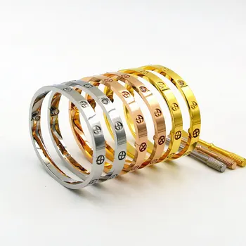 

Love Bangle With Screwdriver Cross And Crystal Bracelet For Women Men Wristband Gold Bangle Screw Bracelet Love Gift Valentine