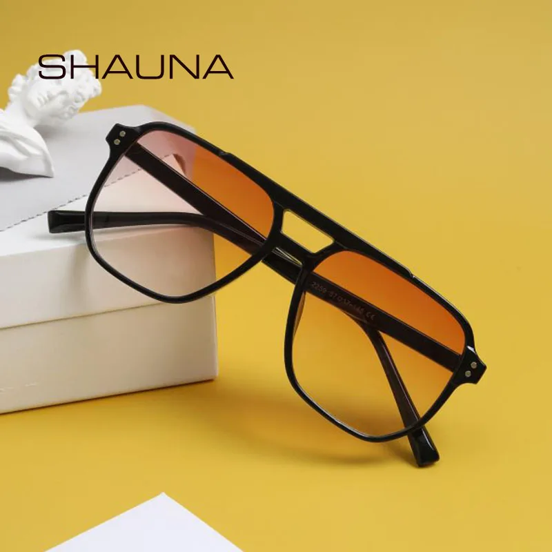 SHAUNA Retro Double Bridge Square Sunglae Women Fahion Nail Decoration Eyewear Shade UV400 Men Trending Sun_voghion.com