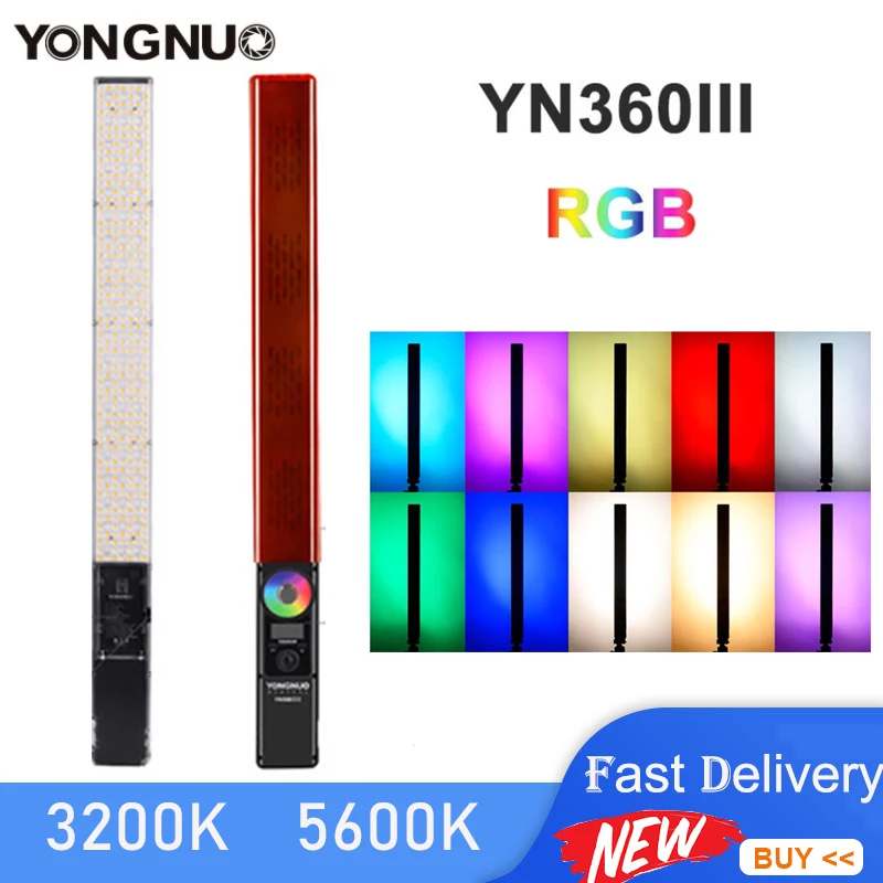 

YONGNUO YN360 III YN360III Pro ручной светодиодный светильник для видеосъемки сенсорная Регулировка Bi-colo 3200k-5500k RGB цвет
