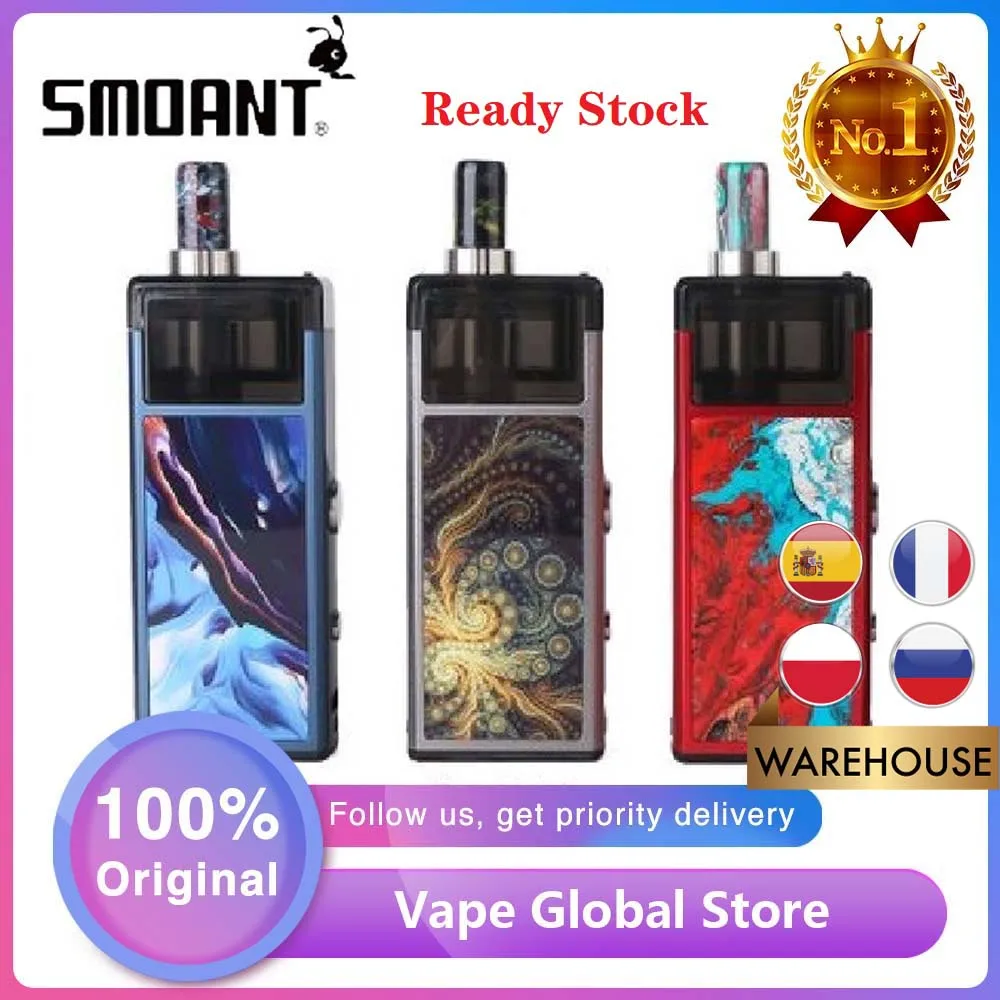 В наличии Smoant пасито Перезаправляемые Атомайзеры емкостью Pod Комплект с 1100 мА/ч