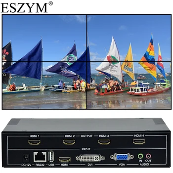 

ESZYM 4 Channel TV Video Wall Controller 2x2 1x3 1x2 HDMI DVI VGA USB Video Processor