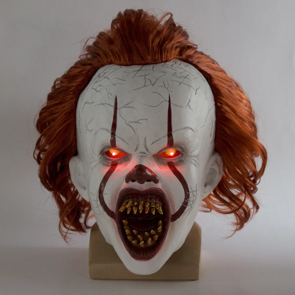 

New LED Horror Pennywise Joker Scary Mask Cosplay Stephen King Chapter Two Clown Latex Masks Helmet Halloween Party Props