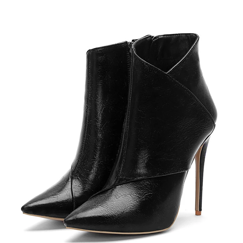 

YECHNE Woman's Round Toe Martin Boots Plus Size 43 44 Fashion Black High Heeled Shoes Woman Autumn Winter Plush Chelsea Boots